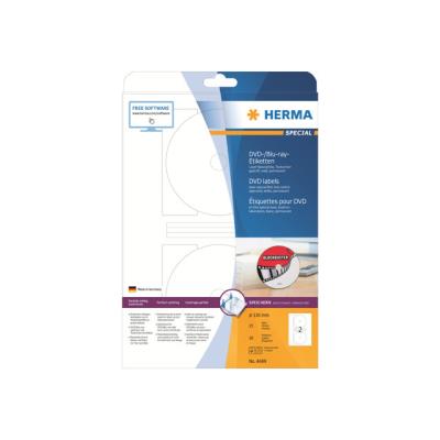 HERMA Special Maxi - permanent zelfklevende matte polyester BD/DVD-etiketten met folie - 50 etiket(ten)