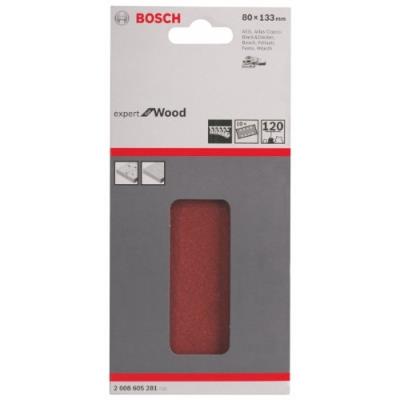 Bosch 2608605281 Feuille Abrasive Pour Ponceuse Vibrante 80 X 133 Mm 8 Trous Grain 120 10 Pièces