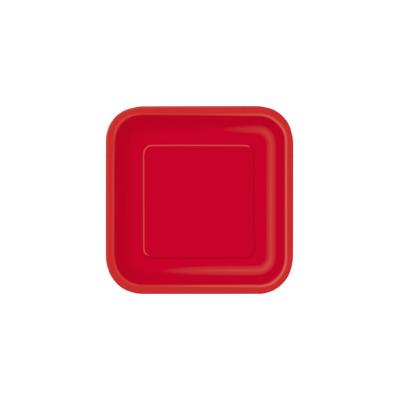 16 Petites assiettes rouges carrées en carton Taille Unique
