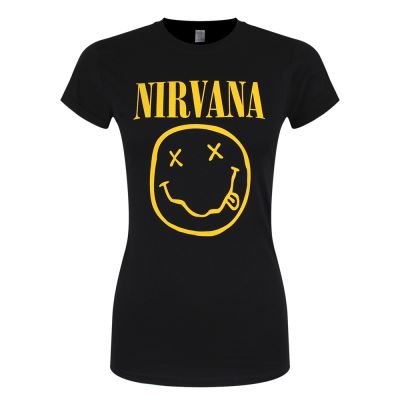 Nirvana T-Shirt Smiley Logo Femme Noir