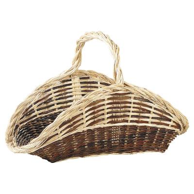Lot de 2 Paniers à bûches en osier brut et blanc, 60 x 37 x 23-37 - 66 x 45 x 28-42 cm -PEGANE-