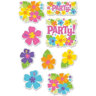 Découpes de décoration Hawai fleurs d'hibiscus (x12)