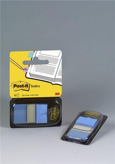 Index Post-It - Distributeur De 50 Index Bleu 25,4X44Mm