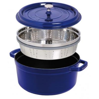 Cocotte ronde avec cuit-vapeur Staub - 1133806 - Fonte - Ronde - 26 cm - Cerise
