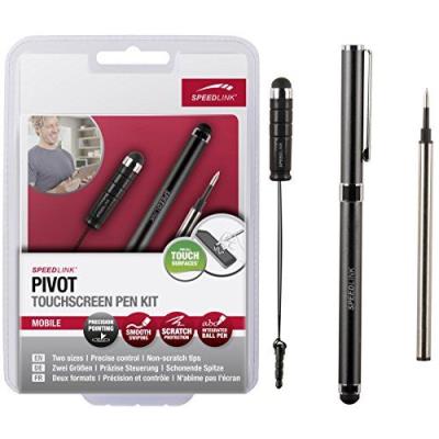 Speedlink - Pivot Prime Deux Stylets Tactiles Variante Pour Prise 3,5 Mm, Fonction Stylo Bille - Mine Noire, Capuchon Protecteur Avec Agrafe Noir