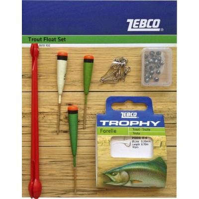 Zebco kit de pêche à la truite multicolore flottant