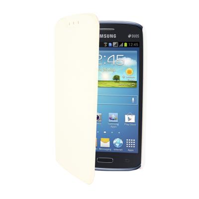 Etui folio à rabat en cuir Blanc Samsung Galaxy Co