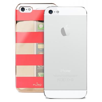Apple iPhone 5S / iPhone 5 > Coque rigide Stripe Cover Corail effet miroir d'origine Puro