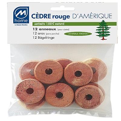 Mondex Ced17617-00 Lot De 12 Anneaux Antimites Cèdre Rouge 12 X 14 X 2 Cm