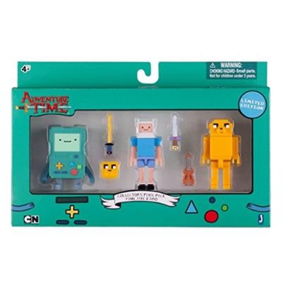 Adventure time - 14609 - pack de 3 figurines - collectors pixel - bmo finn jake - 7 cm tmtoys 6-81326-14609-4
