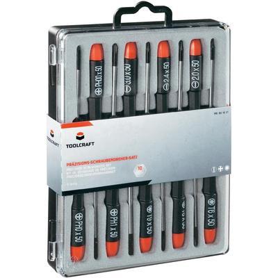 Lot de tournevis (9 pièces) TOOLCRAFT 821021 plat, cruciforme Phillips, profil en T