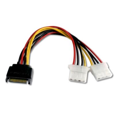 CABLING® Câble adaptateur en Y SATA 15 broches mâle vers 2 connecteurs Molex femelles 4 broches