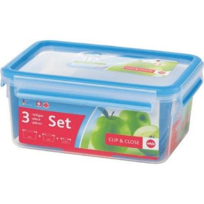 EMSA 508567 CLIP & CLOSE 3D PERFECT CLEAN LOT DE 3 BOÎTES ALIMENTAIRE 1 L / 2,3 L / 3,7 L