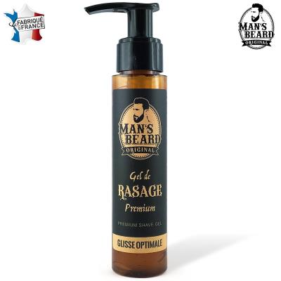 Man's Beard - Fabrication Française - Gel de Rasage Barbe De Précision Transparent à l'Aloe Vera Peaux Sensibles - Contenance : 75 ml