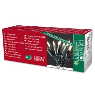 Konstsmide 6303-100 mini guirlande 50 led blanc chaud retro design + câble vert 230 v