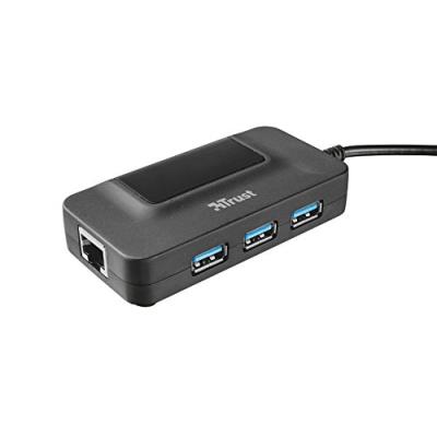 Trust oila hub usb 3.0 3 ports avec adaptateur ethernet noir