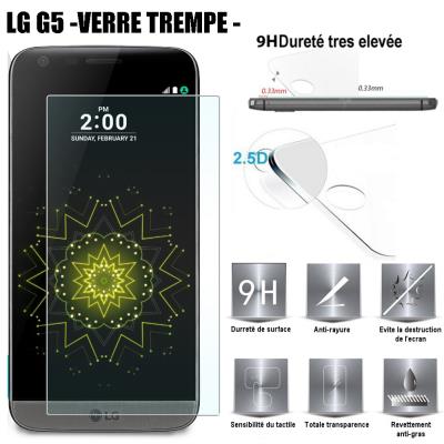 LG G5 Vitre protection d'ecran en verre trempé incassable Tempered Glass LG G5 (LG G5)