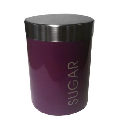 PREMIER HOUSEWARES 0508498 BOÎTE À SUCRE EN ÉMAIL VIOLET ET COUVERCLE EN ACIER INOXYDABLE SATINÉ