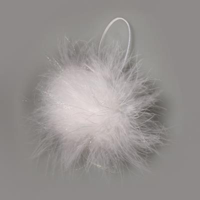 Boule déco - Plume et paillette - Ø 3 cm - Blanc