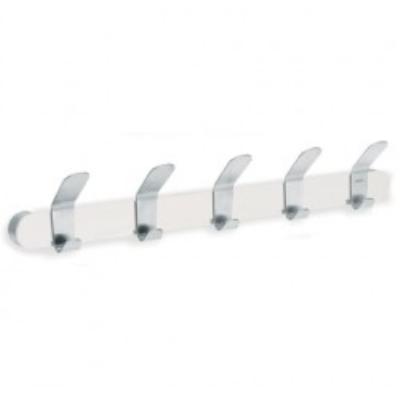 Porte manteau mural blanc 5 patÃ'res inox brillantes VENEA Blomus