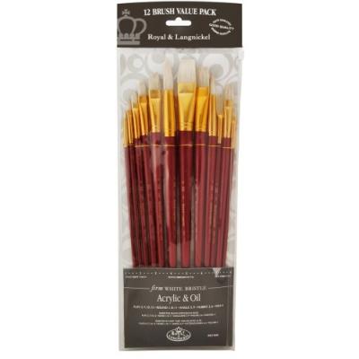 ROYAL & LANGNICKEL RSET-9320 SET DE PINCEAUX VARIÉTÉ À LONG MANCHE 12 PIÈCES