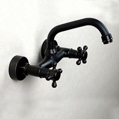 Robinet salle de bain double poignées, fini en bronze huilé pour un style vintage