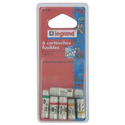 Legrand 6 cartouches fusibles pour tableau dabonné edf sans voyant 1068632