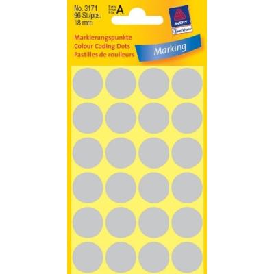 Avery - zweckform pastilles adhésives, diamètre 18 mm, grises contenu: 96 pièces (3171)