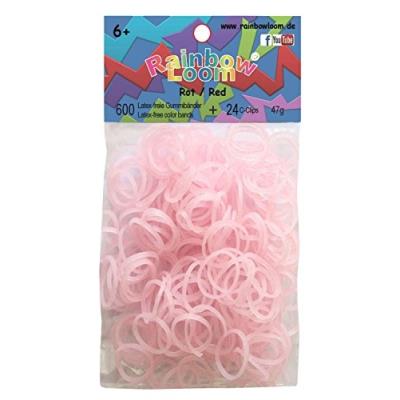 Elastiques rainbow loom original rose vif scintillement - 300 elastiques + 12 fermoirs