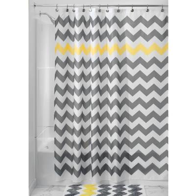 Interdesign 43020eu chevron rideau de douche polyester gris/jaune 180 x 180 cm