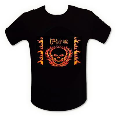 T-shirt equalizer tête de mort en feu LED lumineux M