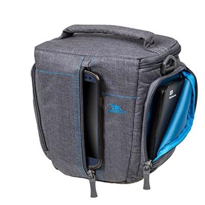 Rivacase étui  sacoche colt en toile de qualité rembourrée canvas pour appareil photo numérique et caméra - gris