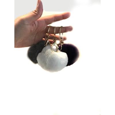 Porte-clés Pompon Poil De Lapin - 3 Couleurs - Doux Et Luxueux - Décoration Sac