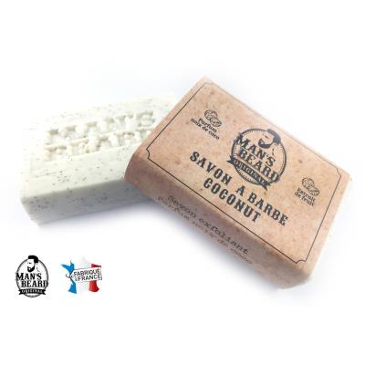 Man's Beard - Fabrication française - savon coconut exfoliant surgras au lait de chevre alpine pour pousse homogene de la barbe