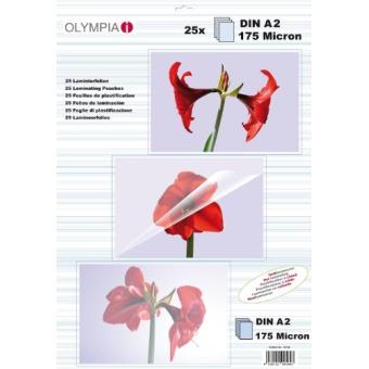 Pochettes de plastification à chaud, din a4, 125 microns, 25 pochettes tansparentes olympia 9185 Pochettes de plastification à chaud, din a4, 125 microns, 25 pochettes tansparentes olympia 9185