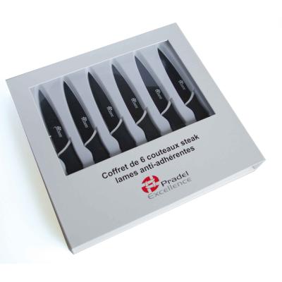 PRADEL EXCELLENCE CC006N COFFRET DE 6 COUTEAUX STEAK LAMES ANTI-ADHÉRENTES ACIER INOXYDABLE NOIR