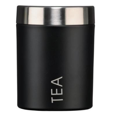 PREMIER HOUSEWARES 0508675 BOÎTE À THÉ EN ÉMAIL NOIR ET COUVERCLES EN ACIER INOXYDABLE SATINÉ