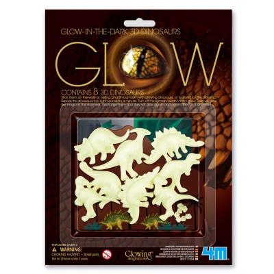 Pack de 8 dinosaures phosphorescents 4m - kidz labs