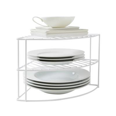 Etagère de rangement d'angle arrondie métal laqué blanc CHEF