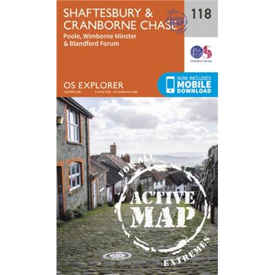 Os Explorer Map Active (118) Shaftesbury, Cranbourne Chase, Poole, Wimbourne Minster And Blandford (Os Explorer Active Map) (Map)
