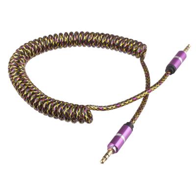 Lilware Câble Audio Auxiliaire 3.5mm Enroulé En Ressort Caoutchouté Mâle à Mâle. Violet
