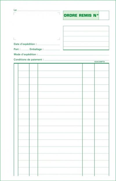 Manifold Exacompta 50 feuillets Carnet d'ordres 21x13,5cm Tripli