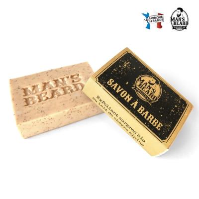 Man's Beard - Fabrication française - savon exfoliant surgras au lait de chevre alpine pour pousse homogene de la barbe