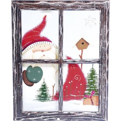 Cadre décoratif en bois trompe-l’œil ''Fenêtre'' - Père Noël