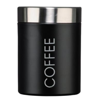 PREMIER HOUSEWARES 0508676 BOÎTE À CAFÉ EN ÉMAIL NOIR ET COUVERCLES EN ACIER INOXYDABLE SATINÉ