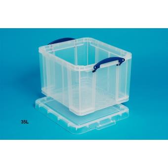 3 boîtes de rangement en plastique 35L transparent