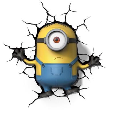 Minions veilleuse led 3d light fx stuart 29 cm jaune et bleu