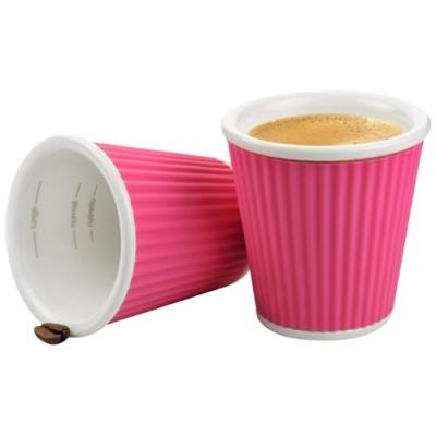 Les artistes-paris a-0625 set de 2 gobelets porcelaine silicone ondulés rose 10 cl
