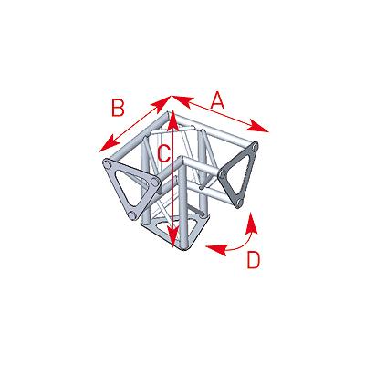 ASD 57ASD153 / Angle 3 départs 90Â° pied lg 0m25 x 0m25