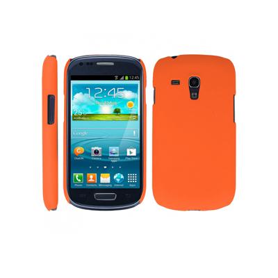 Coque rigide orange pour Samsung Galaxy S3 Mini i8190 aspect mat toucher rubber gomme